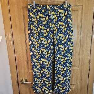 Catherines Blue and Yellow Lemon Print Pajama Pants
